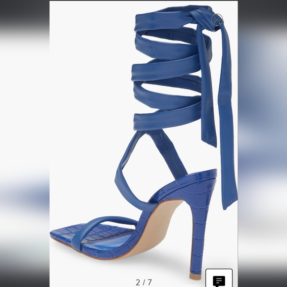 NWT STEVE MADDEN Blue Leather Lace Up Alligator Sandal, sz 5.5 - Picture 2 of 8